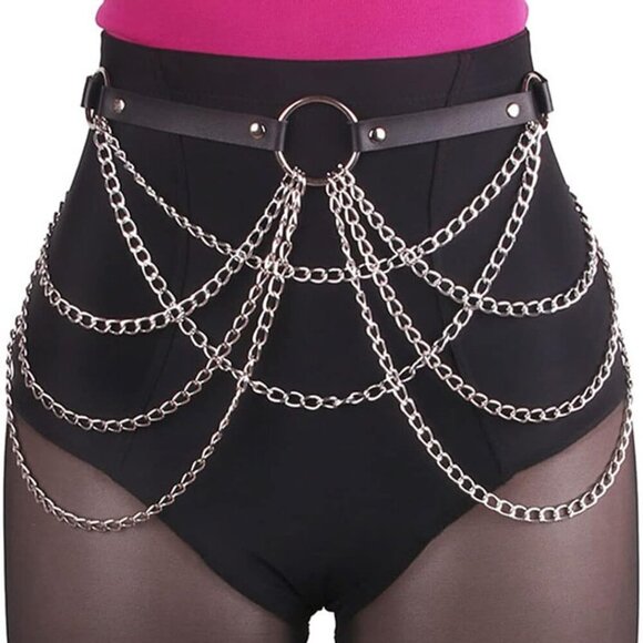 Accessories - Leather Waist Chain Belt Body Jewelry Rave Goth Punk for Women